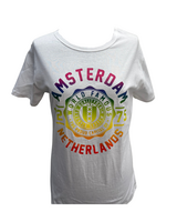 T-shirt Wit - Amsterdam Regenboog - Katoen - Dames