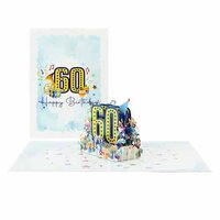 Wenskaart Kiriori 3D - Happy Birthday 60 Jaar - met Envelop 