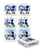 Onderzetters Kussend paartje - Delftsblauw - 6 stuks