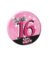 Button Sweet 16 - Verjaardag 16 jaar - Roze