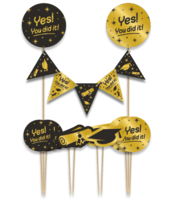 Taart Decoratie Classy - Yes You Did It - Zwart-Goud - Geslaagd