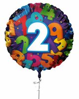 Folieballon Cijfers - 2 jaar - 45 cm - Helium- en Luchtvulling Folieballon Cijfers - 2 jaar - 45 cm - Helium- en Luchtvulling