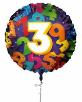 Folieballon Cijfers - 3 jaar - 45 cm - Helium- en Luchtvulling Folieballon Cijfers - 3 jaar - 45 cm - Helium- en Luchtvulling