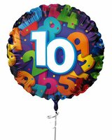 Folieballon Cijfers - 10 jaar - 45 cm - Helium- en Luchtvulling Folieballon Cijfers - 10 jaar - 45 cm - Helium- en Luchtvulling