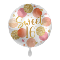 Folieballon Sweet Sixteen - 16 jaar - 45 cm - Helium- en Luchtvulling Folieballon Sweet Sixteen - 16 jaar - 45 cm - Helium- en Luchtvulling