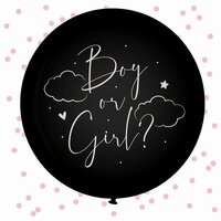 Gender Reveal Ballon - Boy or Girl Zwart - 60 cm - Roze Confetti Gender Reveal Ballon - Boy or Girl Zwart - 60 cm - Roze Confetti