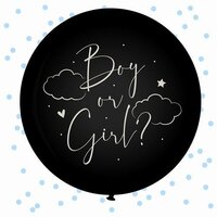 Gender Reveal Ballon - Boy or Girl Zwart - 60 cm - Blauwe Confetti Gender Reveal Ballon - Boy or Girl Zwart - 60 cm - Blauwe Confetti