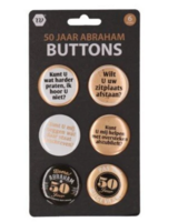 Button Abraham 50 - Verjaardag 50 - 6 stuks Button Abraham 50 - Verjaardag 50 - 6 stuks