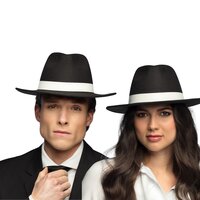 Gangsterhoed Luxe - Zwart met Witte Band - Al Capone - Volwassenen
