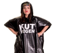 Poncho Zwart - Kutregen Bedrukt - Volwassenen