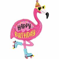 Folieballon - Happy Birthday Stoere Flamingo - 107 cm - Helium- en Luchtvulling Folieballon - Happy Birthday Stoere Flamingo - 107 cm - Helium- en Luchtvulling