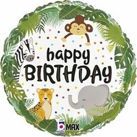 Folieballon - Happy Birthday Jungle Dieren - 45 cm - Helium- en Luchtvulling Folieballon - Happy Birthday Jungle Dieren - 45 cm - Helium- en Luchtvulling