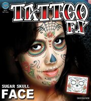 Plak Tattoo - Gezichtstattoo - Sugar Skull Face