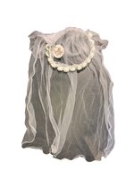 Diadeem Sluier Vrijgezellen Feest - Witte Bloemen Diadeem Sluier Vrijgezellen Feest - Witte Bloemen