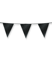 Versiering Vlaggenlijn - Glitter Zwart - Papier - 6 meter