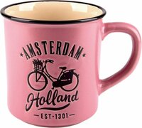 Souvenir Mok - Beker Holland Fiets Amsterdam - Roze