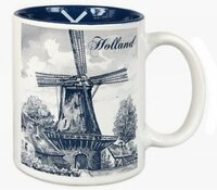Souvenir Mok - Beker Molen Holland - Delfts Blauw 