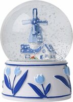 Souvenir Sneeuwbol Tulpen - Molen - Delftsblauw
