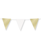 Versiering Vlaggenlijn - Glitter Goud-Wit- Papier - 6 meter Versiering Vlaggenlijn - Glitter Goud-Wit- Papier - 6 meter