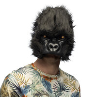 Masker Gorilla - Pluche Zwart - Dierenmasker Aap - Volwassenen