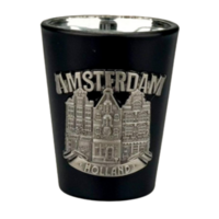 Shotglas - Amsterdam Grachtenhuisjes Metaal - Zwart-Zilver
