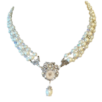 Oktoberfest - Dirndl Ketting - Witte Parel met Bloem