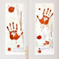 Raamsticker Halloween - Bloederige Handen Rood