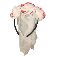 Halloween Diadeem Sluier - Witte Rozen met Bloedspetters