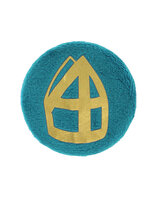 Pieten Button Met Mijter - Baretspeld - Turquoise