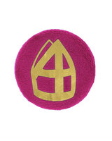 Pieten Button Met Mijter - Baretspeld - Roze