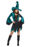 Heksenjurk Velvet Luxe Groen - Halloween Kostuum - Dames