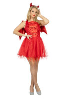 Duivel Jurk Rood - Vleugels en Tiara - Halloween - Vrouwen