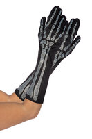 Skelet Handschoenen Strass - Zwart