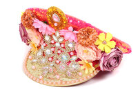 Pet Kapitein Luxe - Roze Met Steentjes en Bloemen