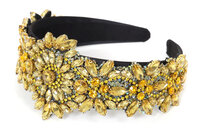 Strass Haarband Steentjes - Bloemen Goud