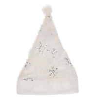 Kerstmuts Fluffy - Sneeuwvlokken - Wit en Zilver