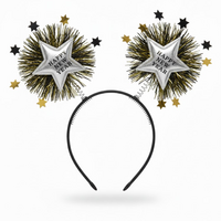 Happy New Year Diadeem - Sterren - Zwart - Goud