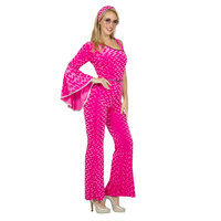 Catsuit Disco Velvet Roze - Jaren 80 & 90 - Dames