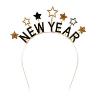 Metalen Diadeem - Happy New Year - Goud-Zwart