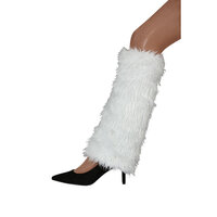 Beenwarmers Wit Bont - Pluche Volwassenen