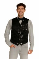 Gilet met Strikje - Paillettenvest Zwart - Heren