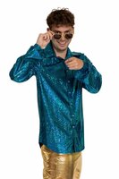 Shiny Disco Shirt - Turquoise - Heren
