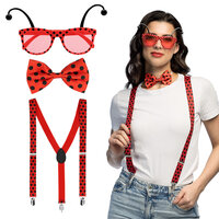 Accessoireset Lieveheersbeestje 3-delig - Bril - Bretel - Strikje