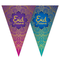 Eid Mubarak - Vlaggenlijn - 10 Meter - Blauw-Goud-Paars 