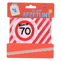 Afzetlint Verkeersbord - 70 Jaar - Rood-Wit - 10 meter