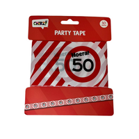 Afzetlint Verkeersbord - 50 Jaar - Rood-Wit - 10 meter