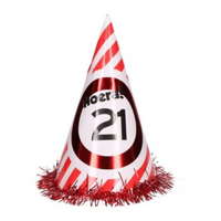 Feesthoed - Verkeersbord - 21 Jaar - Rood-Wit