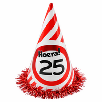 Feesthoed - Verkeersbord - 25 Jaar - Rood-Wit