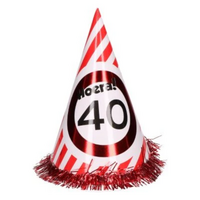 Feesthoed - Verkeerssbord - 40 Jaar - Rood-Wit