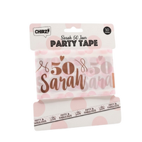 Afzetlint Sarah 50  - Rosé-Wit - 10 meter